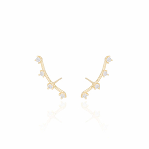 Ear Cuff Cristal Pontos de Luz Banho Dourado