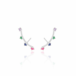 Ear Cuff Pontos de Luz Colors Banho Branco