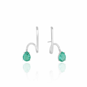 Ear Hook Gota Turmalina Filete Banho Branco