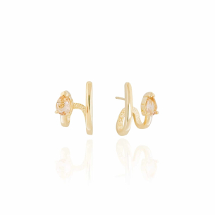 Ear Cuff Gota Morganita Filete Duplo Banho Dourado