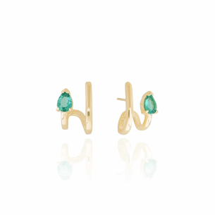 Ear Cuff Gota Turmalina Filete Duplo Banho Dourado