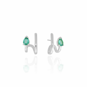 Ear Cuff Gota Turmalina Filete Duplo Banho Branco