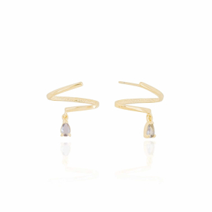 Ear Cuff Filete Gota Tanzanita Banho Dourado