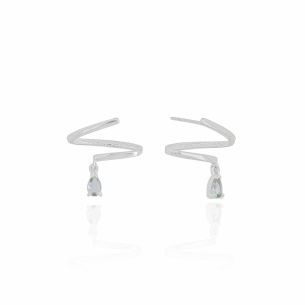 Ear Cuff Filete Gota Tanzanita Banho Branco