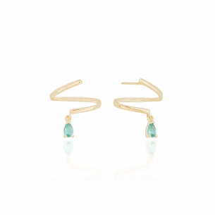 Ear Cuff Filete Gota Turmalina Banho Dourado