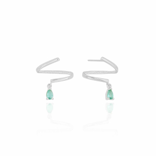 Ear Cuff Filete Gota Turmalina Banho Branco