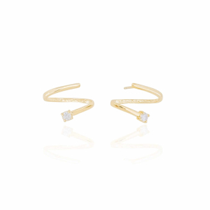 Ear Cuff Cristal Ponto de Luz Filete Banho Dourado
