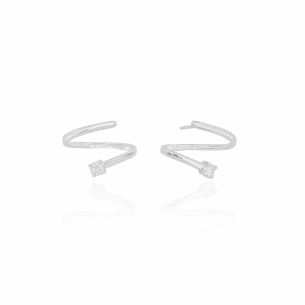 Ear Cuff Cristal Ponto de Luz Filete Banho Branco