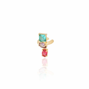 Piercing Colorido Quadrado Gota Oval Banho Dourado