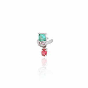Piercing Colorido Quadrado Gota Oval Banho Branco