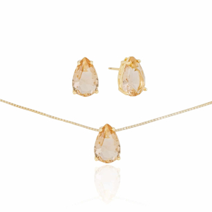 Conjunto Gotas Morganita Banho Dourado