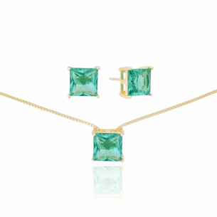 Conjunto Ponto de Luz Turmalina Banho Dourado