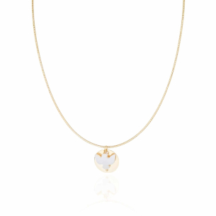 Choker Pingente Espirito Santo Madreperolola Base Flat Aro Flexível