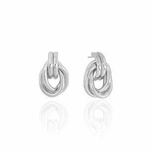 Brinco Argola Entrelaçada Base Filetes Banho Branco