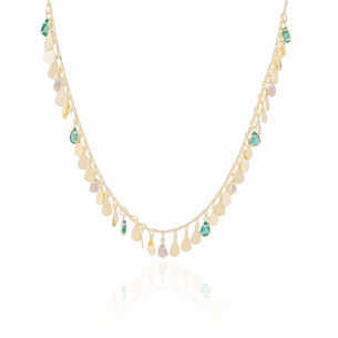 Choker Gotas Colors e Flat Lisa Banho Dourado