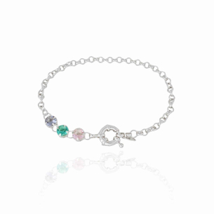 Pulseira Elos Portugueses Pontos de Luz Colors Fecho Boia Banho Branco