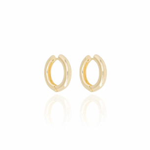 Brinco Argola Tubo Lisa Tamanho M Banho Dourado