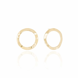 Brinco Argola Vazada Martelada Banho Dourado