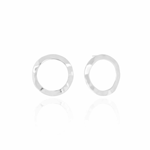 Brinco Argola Vazada Martelada Banho Branco