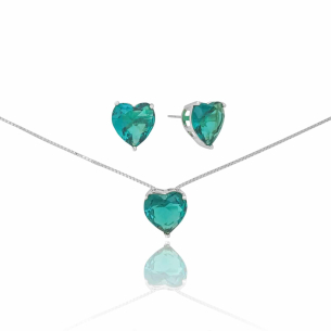 Conjunto Coração Turmalina Banho Branco