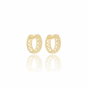 Brinco Argola Cristal Cravejada Banho Dourado