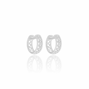 Brinco Argola Cristal Cravejada Banho Branco