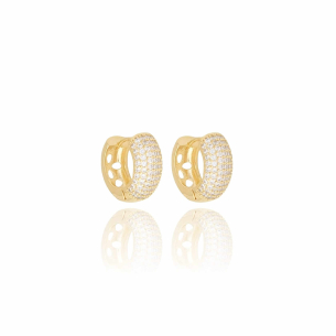 Brinco Argola Cristal Cravejada M Banho Dourado