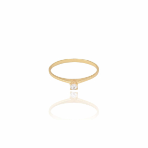 Anel Solitário Cristal Tamanho Tamanho 13 Banho Dourado