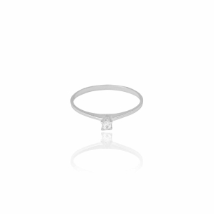 Anel Solitário Cristal Tamanho 17 Banho Branco