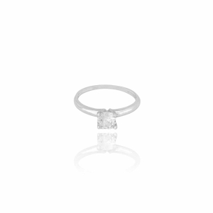 Anel Solitário Cristal Tamanho 23 Banho Branco