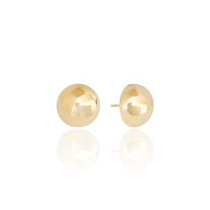 Brinco Meia Bola Lisa Tamanho P Banho Dourado