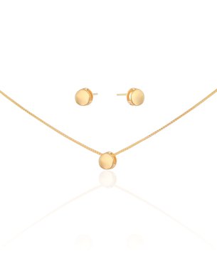 Conjunto Redondo Liso Banho Dourado