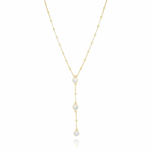 Gargantilha Gravata Veneziana Bolinhas Pontos de Luz Banho Dourado