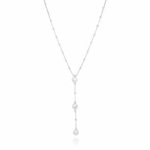 Gargantilha Gravata Veneziana Bolinhas Pontos de Luz Banho Branco