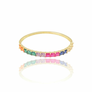 Bracelete Carré Colorido Banho Dourado