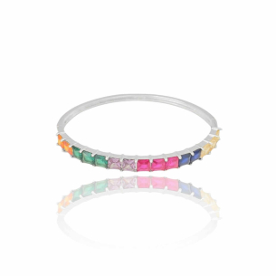 Bracelete Carré Colorido Banho Branco