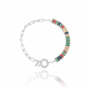 Pulseira Elos Baguetes Fecho Boia Banho Branco
