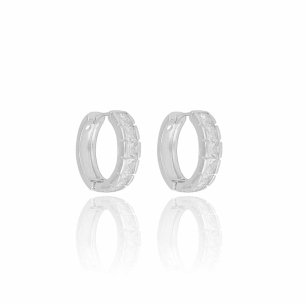 Brinco Argola Cravejado Carré Cristal Banho Branco