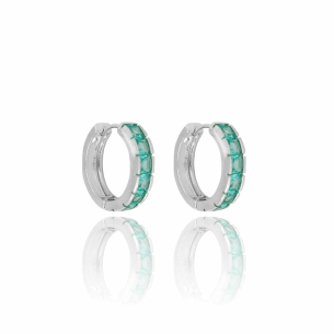 Brinco Argola Cravejado Carré Turmalina Banho Branco