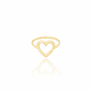 Anel Coração Vazado Liso Tamanho 24 Banho Dourado