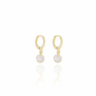 Brinco Argola Ponto de Luz Cristal Banho Dourado