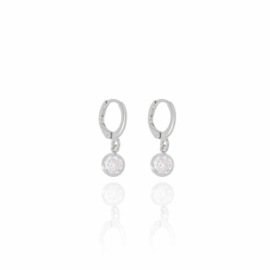 Brinco Argola Lisa Ponto de Luz Banho Branco