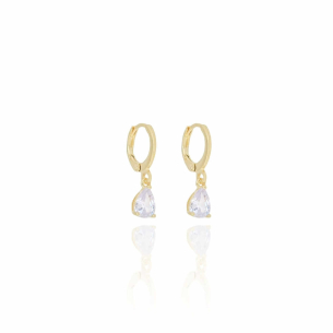 Brinco Argola Lisa Gota Cristal Banho Dourado