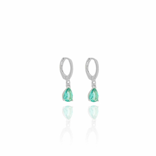 Brinco Argola Lisa Gota Turmalina Banho Branco