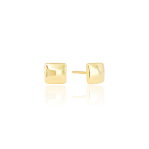 Brinco Quadrado Liso Banho Dourado