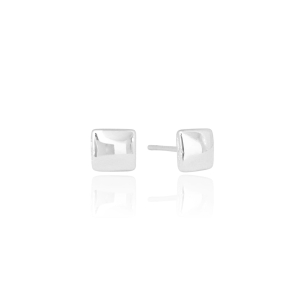 Brinco Quadrado Liso Banho Branco