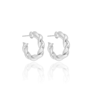 Brinco Argola Torcida Detalhes Banho Branco