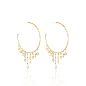 Brinco Argola Pontos de Luz Cristal Banho Dourado