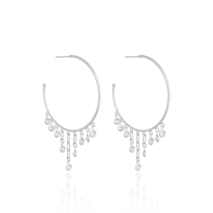 Brinco Argola Pontos de Luz Cristal Banho Branco