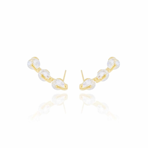 Ear Cuff Pontos de Luz Cristal Banho Dourado